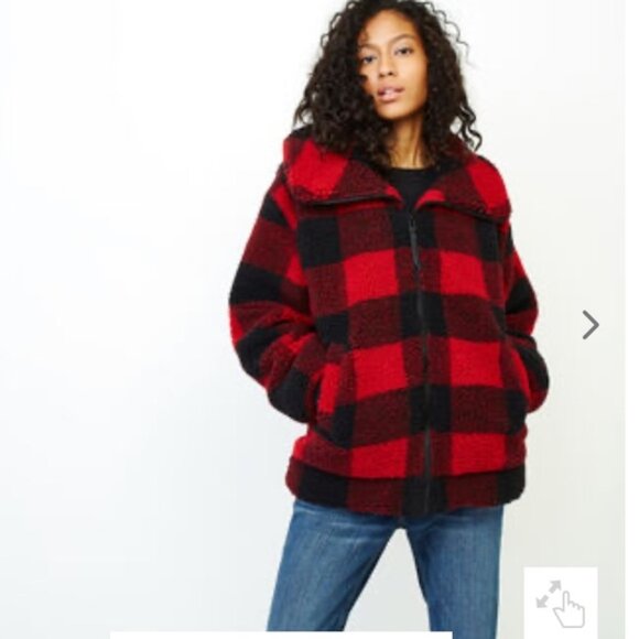 Roots Red Black Buffalo Plaid Winter Coat - Picture 1 of 3